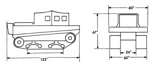 [U.S. WW2 Cargo Carrier T15, Dimensions Diagram]